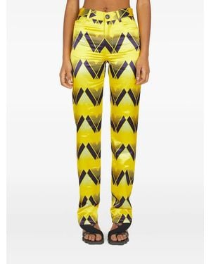 MERYLL ROGGE Graphic-Print Satin Trousers - Yellow