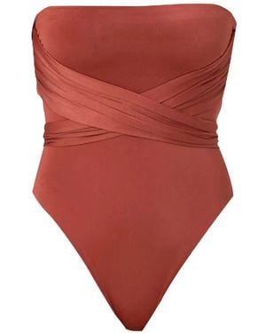 ME FUI Bañador Palabra De Honor Con Tiras Cruzadas - Rojo