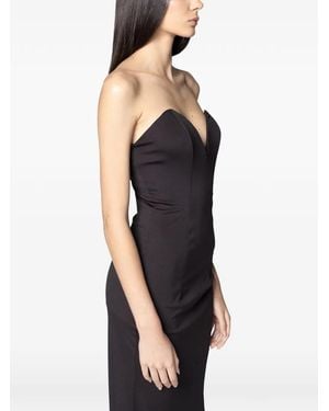 Twentyfourhaitch Robe Mi-Longue À Col V - Black