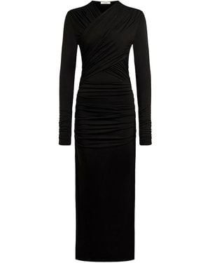 12 STOREEZ Draped Cowl-Neck Midi Dress - Black