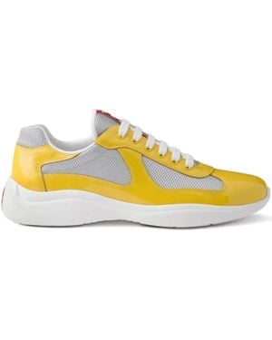 Prada Patent Leather And Technical Fabric America's Cup Trainers - Yellow
