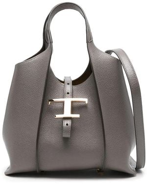 Tod's タイムレス Tバックル ハンドバッグ S - グレー