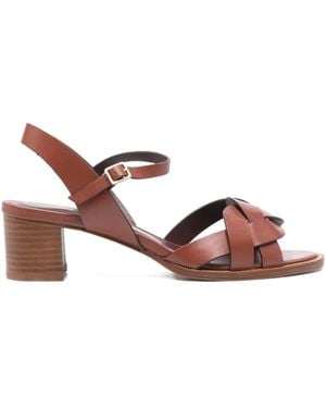 Avril Gau 55Mm Braided Leather Ankle-Strap Sandals - Brown