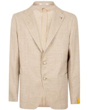 Tagliatore Herringbone-Weave Notched-Lapel Blazer - Natural