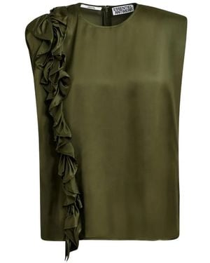Essentiel Antwerp Ruffled Sleeveless Blouse - Green