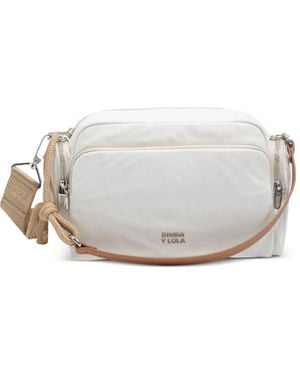 Bimba Y Lola Medium Logo-Plaque Pocket-Detail Shoulder Bag - White