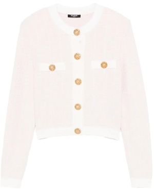 Balmain Light Tweed Button Cardigan - White
