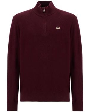 La Martina Maglione Etor Con Mezza Zip - Rosso