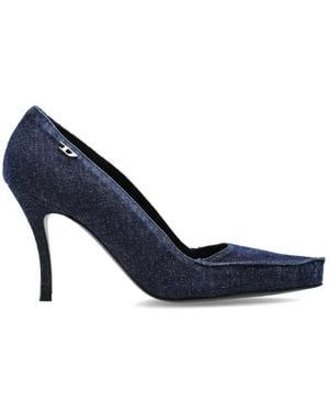 DIESEL Dark Silk-Blend Mid-Heel Pumps - Blue