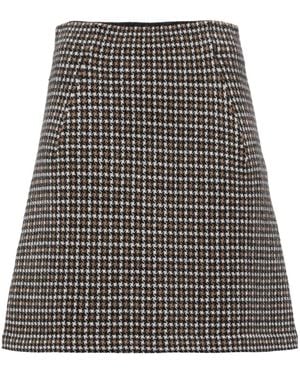 N.Peal Cashmere ハウンドトゥース ニットスカート - グレー