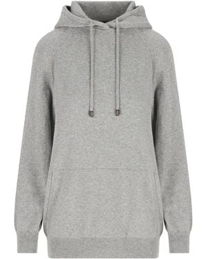 Loro Piana Merano Ribbed-Detailed Hoodie - Gray