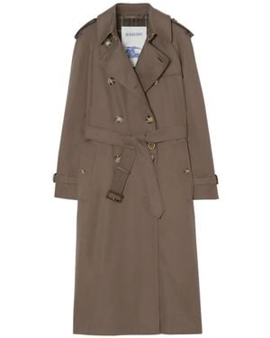Burberry Long Tropical Gabardine Waterloo Trench Coat - Brown