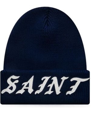 SAINT Mxxxxxx Logo-Patch Knit Beanie Hat - Blue