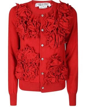 Comme des Garçons Cárdigan de lana con volantes - Rojo