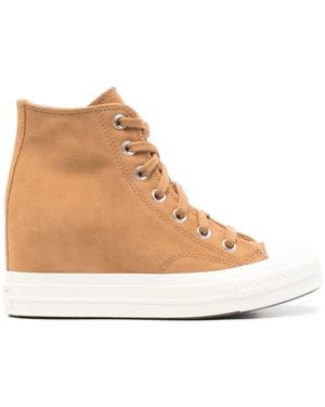 Converse Chuck 70 Lace-Up Platform Trainers - Natural