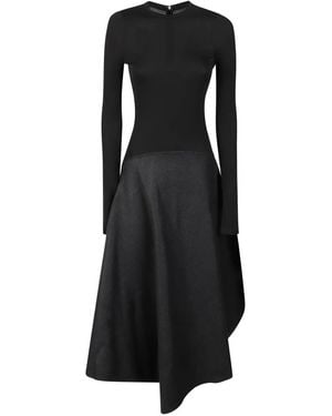 Victoria Beckham Long-sleeve asymmetric dress - Schwarz