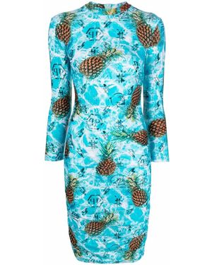 Philipp Plein Pineapple Skies Short Dress - Blue