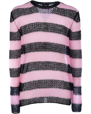we11done Gestreifter Pullover Aus Mohair - Pink