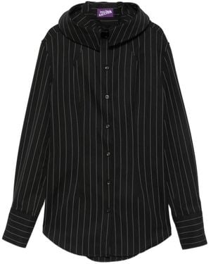 Jean Paul Gaultier The Hooded Striped Shirt - Black