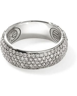 John Hardy 14Kt Witgouden Jh Essential Ring Met Diamant
