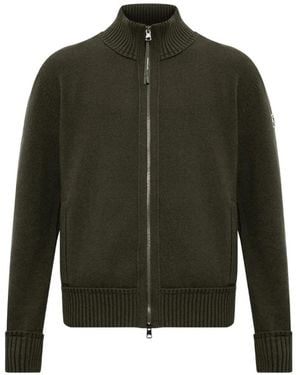 Moncler Logo-Patch Zip-Up Cardigan - Green