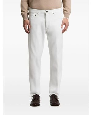 Peserico Logo-Patch Straight-Leg Jeans - White