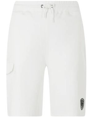 Blauer Bermudas Cargo Con Parche Del Logo - Blanco