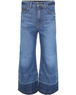 Veronica Beard High-Rise Wide-Leg Denim Jeans - Blue