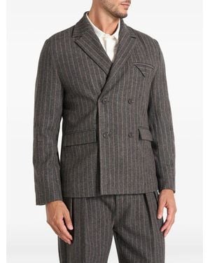 Manière De Voir Blazer Didier À Boutonnière Croisée En Laine À Fines Rayures - Grey