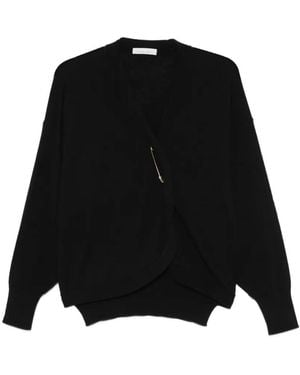 Liviana Conti Safety-Pin-Fastening Cardigan - Black
