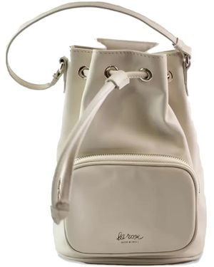 LA ROSE Zip Leather Bucket Bag - Natural