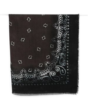Destin Paisley-Print Frayed-Detail Scarf - Black