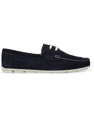 Prada Lace-Up Suede Boat Shoes - Blue