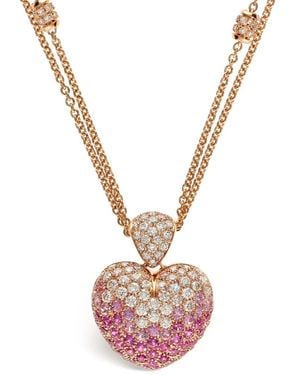 Leo Pizzo Amore ダイヤモンド&サファイア ハート ネックレス 18kローズゴールド - ナチュラル