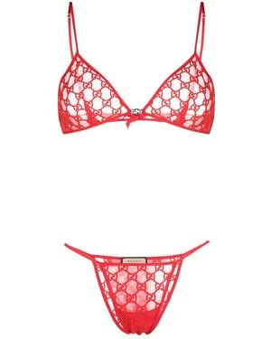 Gucci GG Semi-sheer Lingerie Set - Red