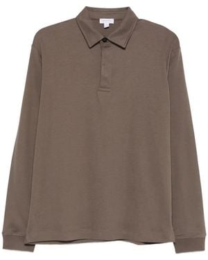 Sunspel Polo De Manga Larga - Marrón