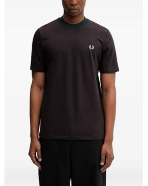 Fred Perry Striped Laurel Wreath T-Shirt - Black