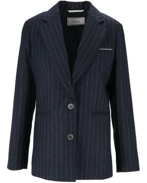 Peserico Pinstripe Single-Breasted Jacket - Blue