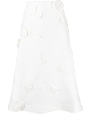 Zimmermann Falda Matchmaker de lino con aplique floral - Blanco