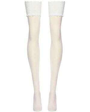 Wolford Satin Touch 20 Lace-Trim Stockings - White