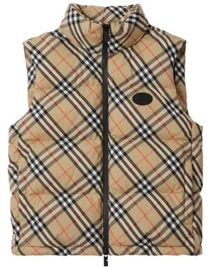 Burberry Chaleco Acolchado A Cuadros - Gris