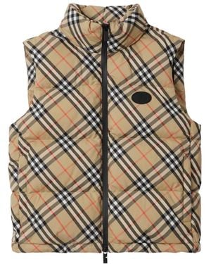 Burberry Karierte Steppweste - Grau