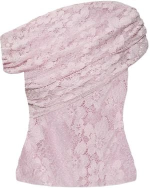 Self-Portrait Laced Draped Top - Pink