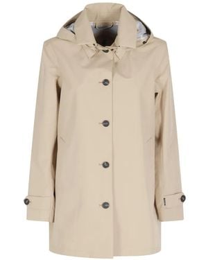 Save The Duck Hooded Button-Up Coat - Natural