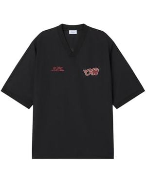 Off-White c/o Virgil Abloh X Ac Milan Logo-Print T-Shirt - Black