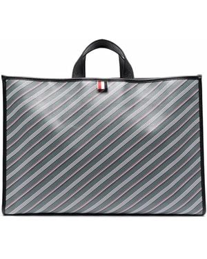 Thom Browne Bolso shopper con monograma - Gris