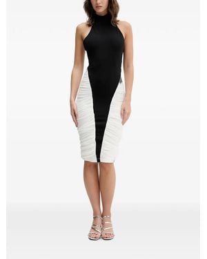 Bardot Gathered Midi Dress - Black