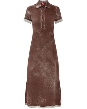 DIESEL M-Lourens Half-Buttoned Polo-Collar Midi Dress - Brown