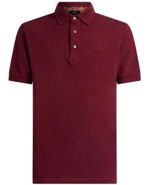 Etro Plain-Colored Cotton Polo Shirt With Printed Details