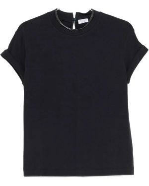 Brunello Cucinelli T-Shirt mit Stehkragen - Schwarz